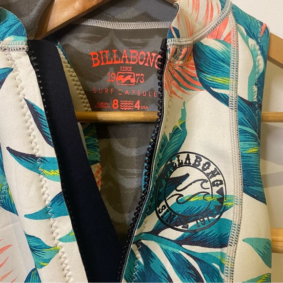 Billabong Surf Capsule Wetsuit Womens Floral Jacket Size 8 - Picture 5 of 13